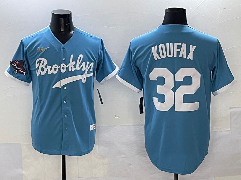 Men Los Angeles Dodgers #32 Koufax Light Blue Throwback 2025 Nike MLB Jersey style 36